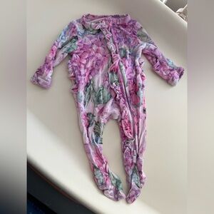 Bums & Roses Premie Floral Pink One Piece Baby Girl Zipper Footie Pajamas